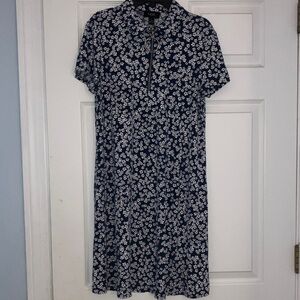 MSK Navy and White Floral Midi Dress